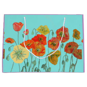 Orange Poppy Poppies Floral Watercolor Gift Bag