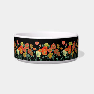 Orange Poppy pretty flowers floral Pet Drink Bowl