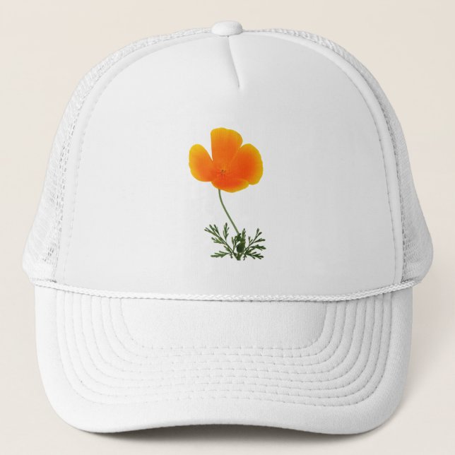 orange poppy trucker hat (Front)
