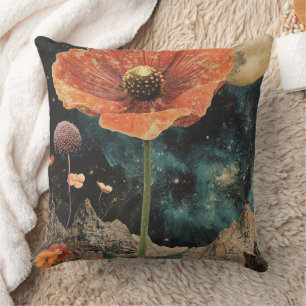 Orange Poppy Under Moonlight Cushion