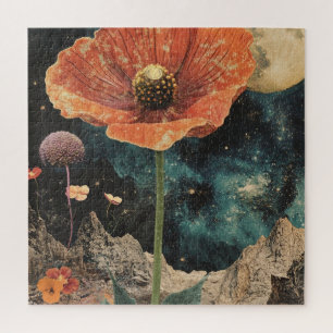 Orange Poppy Under Moonlight Jigsaw Puzzle