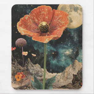 Orange Poppy Under Moonlight Mouse Mat