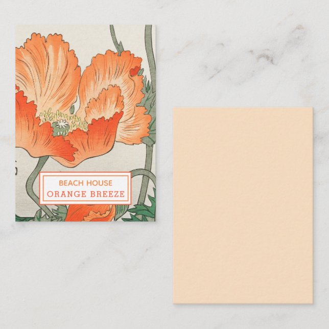 Orange Poppy - Vacation Rental Guest Information  Card (Front/Back)