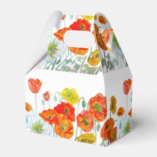 Orange Poppy Wedding Cake Favour Box Floral Flower