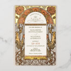 Orange Poppy Wedding Foil Art Nouveau Mucha