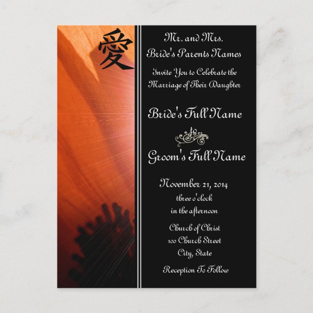 Orange Poppy Wedding Invitations and Favours (Front)