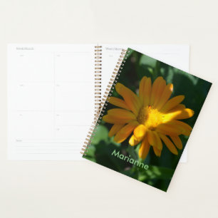 Orange Pot Marigold Flower Personalised Planner