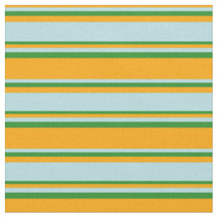 Orange, Powder Blue & Forest Green Coloured Lines Fabric
