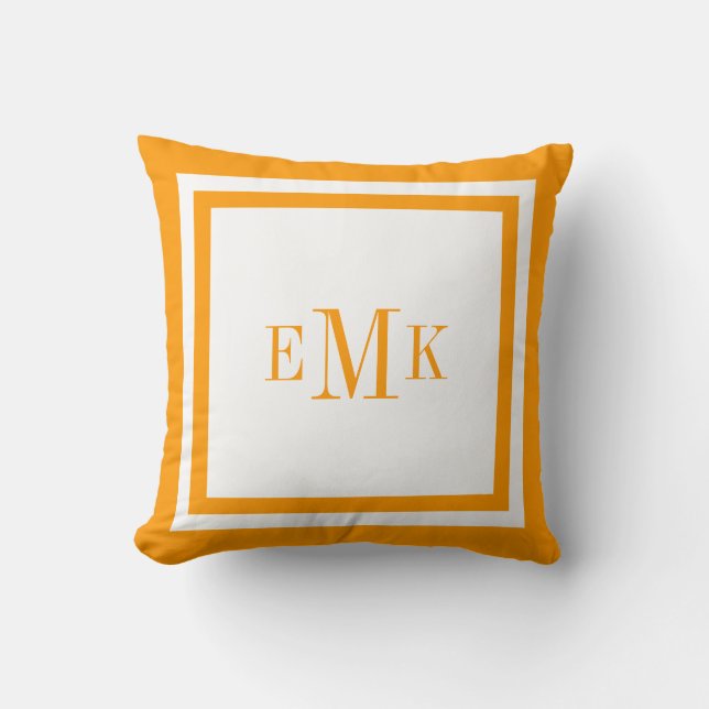 Orange Preppy Ribbon Dots Custom Monogram Cushion (Front)