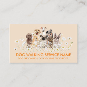 Orange Pretty Dogs in Daisies Business Card