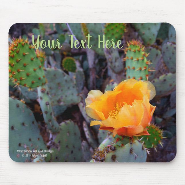 Orange Prickly Pear Cactus Flower Blossom Mouse Mat (Front)