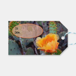 Orange Prickly Pear Opuntia Cactus Flower Photo Gift Tags