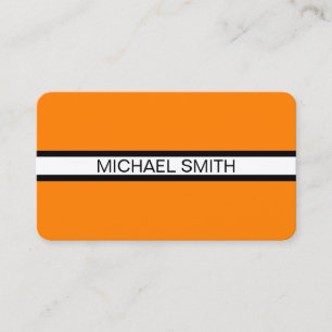 Orange Professional White Black Elegant Modern Business Card