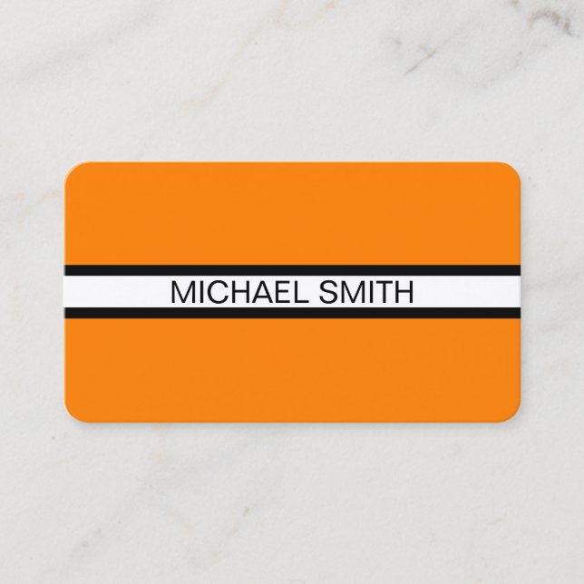 Orange Professional White Black Elegant Modern Business Card (Front)