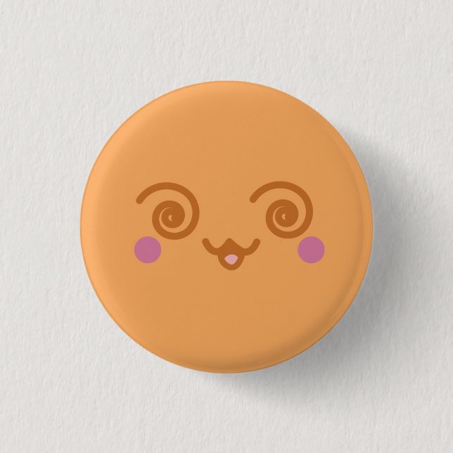 Orange Puff Face vers 2 3 Cm Round Badge (Front)