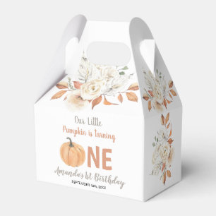 Orange Pumpkin 1st Birthday Rustic Floral Favour Box