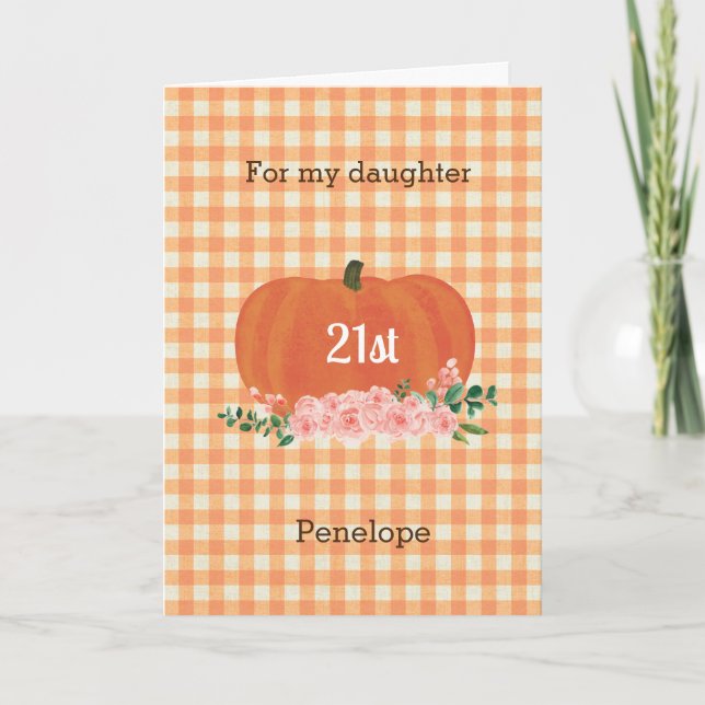 Orange Pumpkin Autumn 21st Birthday Card (Front)