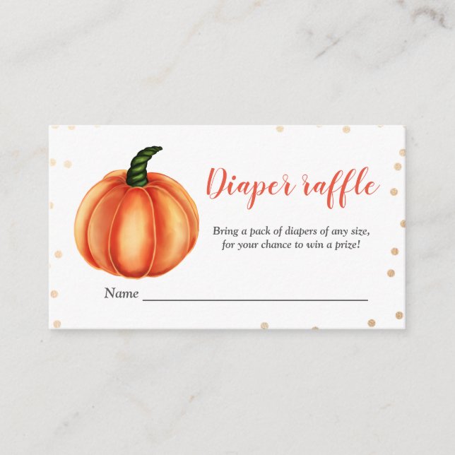 Orange Pumpkin | Baby Shower | Diaper Raffle Enclosure Card (Front)