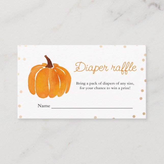 Orange Pumpkin | Baby Shower | Diaper Raffle Enclosure Card (Front)