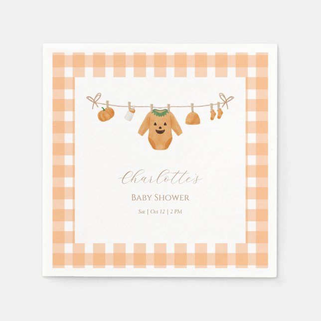 Orange Pumpkin Baby Shower Napkins (Front)