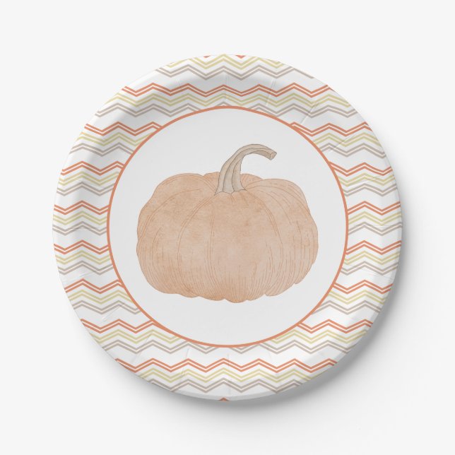 Orange Pumpkin Baby Shower Party Plate (Front)