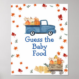 Orange Pumpkin Blue Truck Guess the Baby Food Sign
