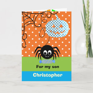 Orange Pumpkin Candy Maze Happy Halloween Son Card