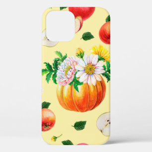 Orange pumpkin, chrysanthemum, pears, red apples o iPhone 12 case