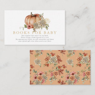 Orange Pumpkin & Dahlia Baby Shower Book Request Enclosure Card