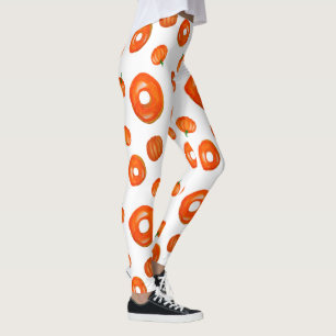 Orange Pumpkin Doughnuts Graphic Leggings