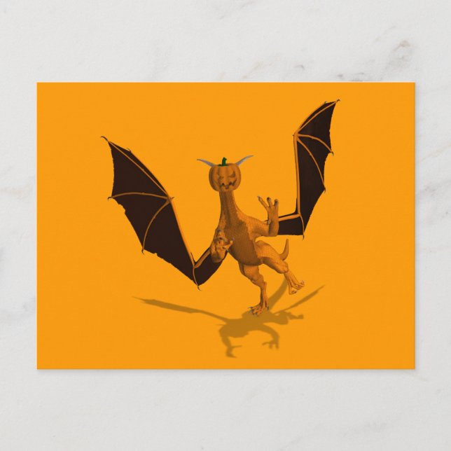 Orange Pumpkin Dragon Postcard (Front)
