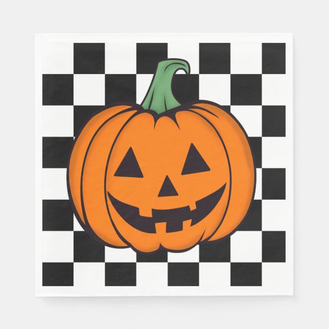 Orange Pumpkin Face Paper Napkin (Front)