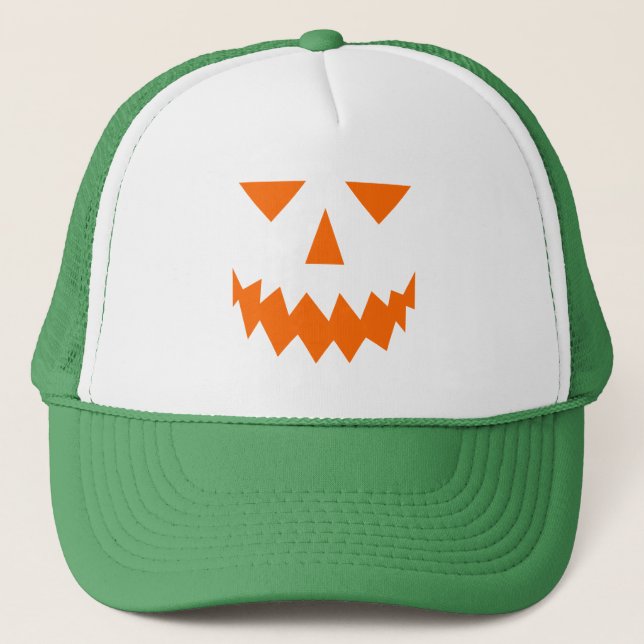 Orange Pumpkin Face Trucker Hat (Front)