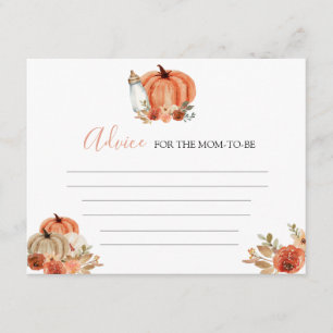 Orange Pumpkin Fall Baby Shower Advice For Mummy Enclosure Card
