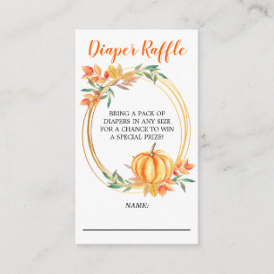 Orange Pumpkin Fall Baby Shower Diaper Raffle Enclosure Card