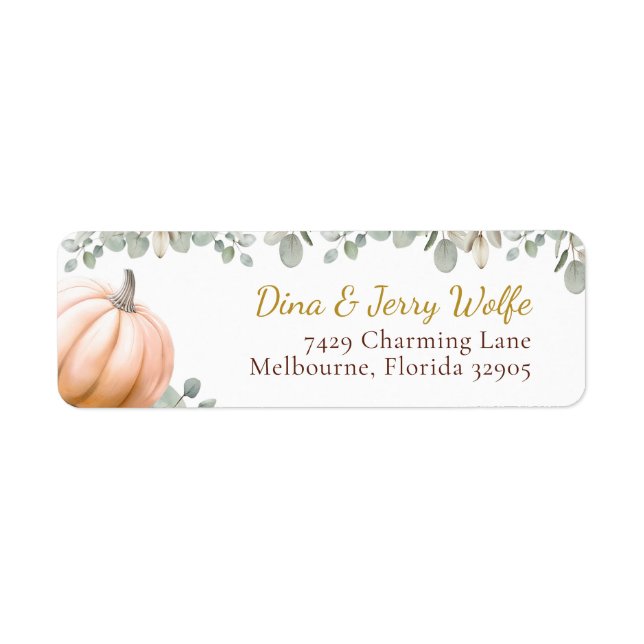 Orange Pumpkin Fall Baby Shower Return Address (Front)