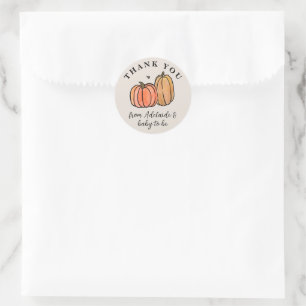 Orange Pumpkin Fall Baby Shower Thank You Classic Round Sticker