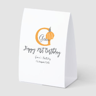 Orange pumpkin fall birthday 21st grey pastel fall
