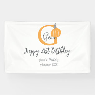 Orange pumpkin fall birthday 21st grey pastel fall banner