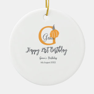 Orange pumpkin fall birthday 21st grey pastel fall ceramic tree decoration