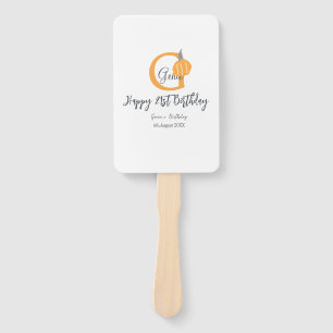 Orange pumpkin fall birthday 21st grey pastel fall hand fan