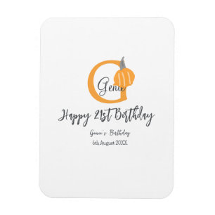 Orange pumpkin fall birthday 21st grey pastel fall magnet