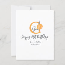 Orange pumpkin fall birthday 21st grey pastel fall
