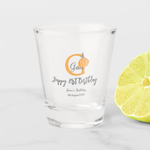 Orange pumpkin fall birthday 21st grey pastel fall shot glass