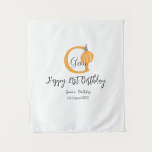 Orange pumpkin fall birthday 21st grey pastel fall tapestry