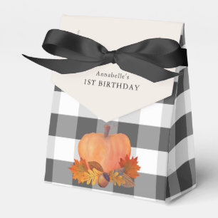 Orange Pumpkin Fall Leaves Birthday Favour Box