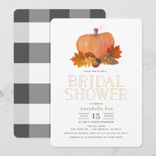 Orange Pumpkin Fall Leaves Bridal Shower Invitation