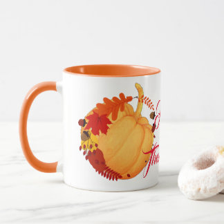 Orange Pumpkin Fall Maple Foliage Thanksgiving Fun Mug
