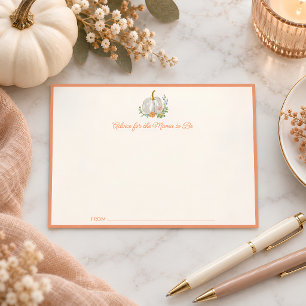 Orange Pumpkin Floral Fall Baby Shower Custom Advice Card