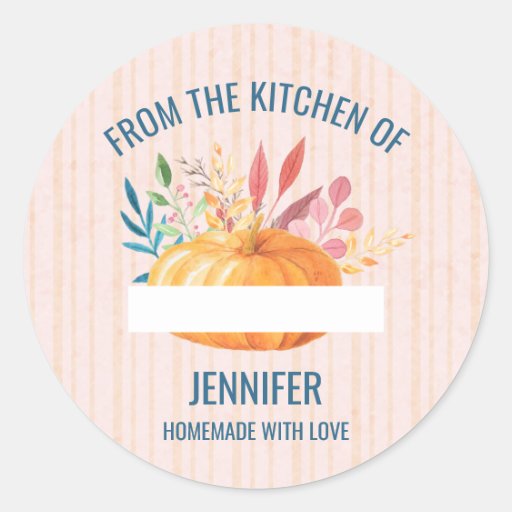 Image of Orange Pumpkin From the Kitchen of Classic Round Sticker